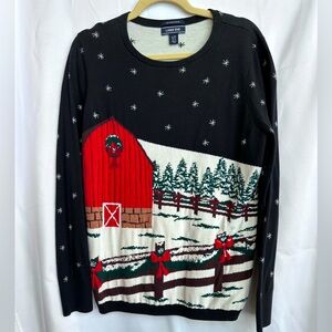 Lands End Christmas Sweater Holiday Large Tall Comfy 14-16 Supima Cotton